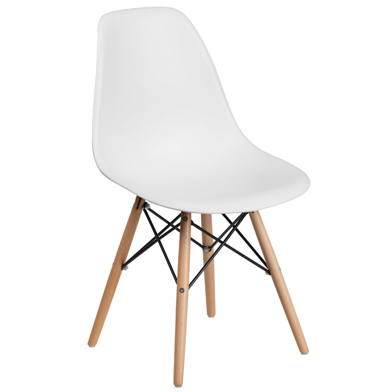 Elton Series Polypropylene Accent Chair with Metal Braced Wooden Legs