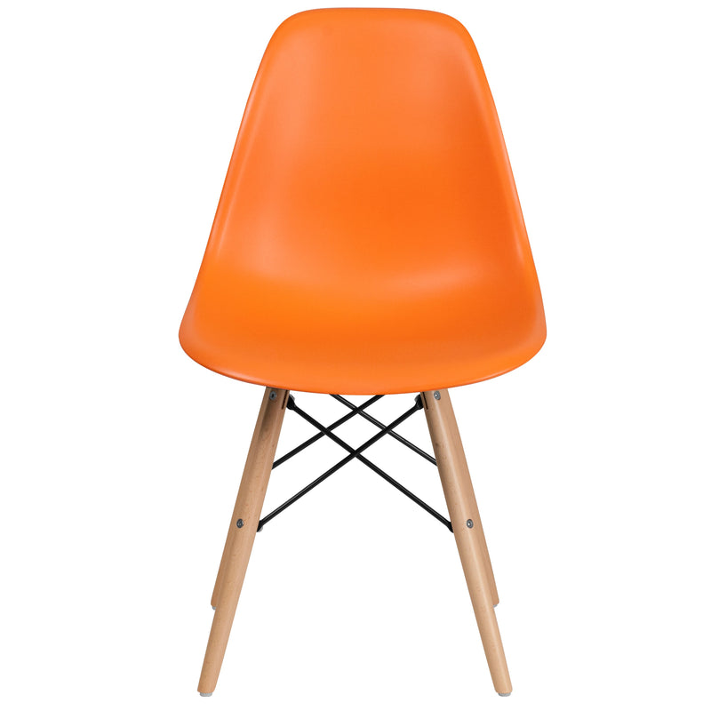 Elton Series Polypropylene Accent Chair with Metal Braced Wooden Legs