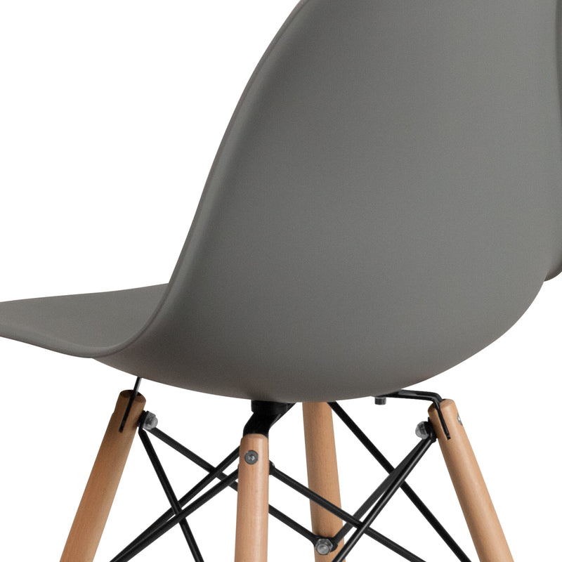 Elton Series Polypropylene Accent Chair with Metal Braced Wooden Legs