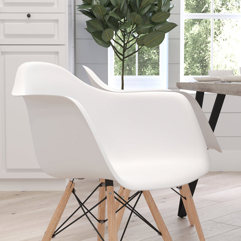 Alda Series Accent Chair with Gently Curved Arms and Metal Braced Wooden Legs