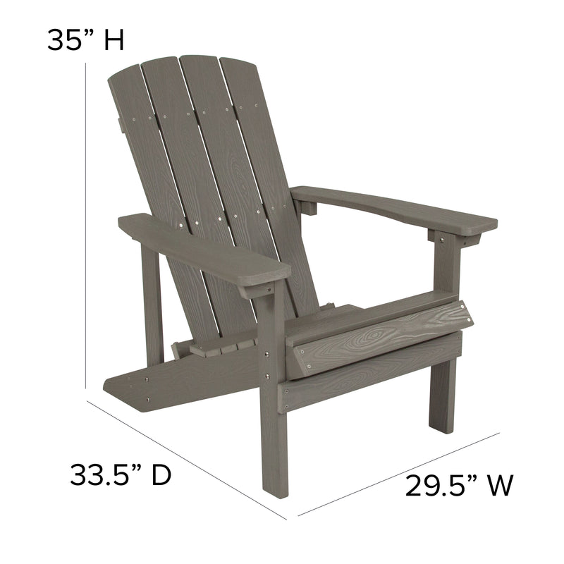 Ayala 3 Piece Outdoor Leisure Set with Set of 2 Light Gray Poly Resin Adirondack Chairs and Star and Moon Iron Fire Pit