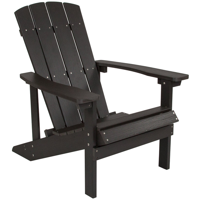 Ayala 3 Piece Outdoor Leisure Set with Set of 2 Slate Gray Poly Resin Adirondack Chairs and Star and Moon Iron Fire Pit
