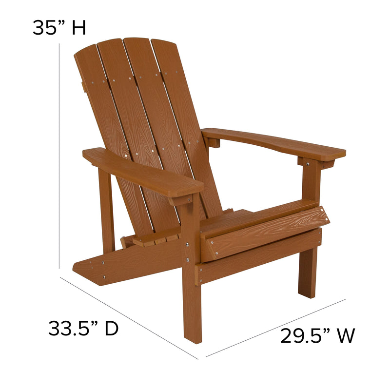 Ayala 3 Piece Outdoor Leisure Set with Set of 2 Teak Poly Resin Adirondack Chairs and Star and Moon Iron Fire Pit