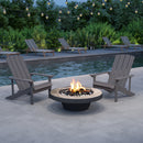 Set of 2 Riviera Adirondack Patio Chairs With Vertical Lattice Back And Weather Resistant Frame