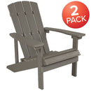 Set of 2 Riviera Adirondack Patio Chairs With Vertical Lattice Back And Weather Resistant Frame