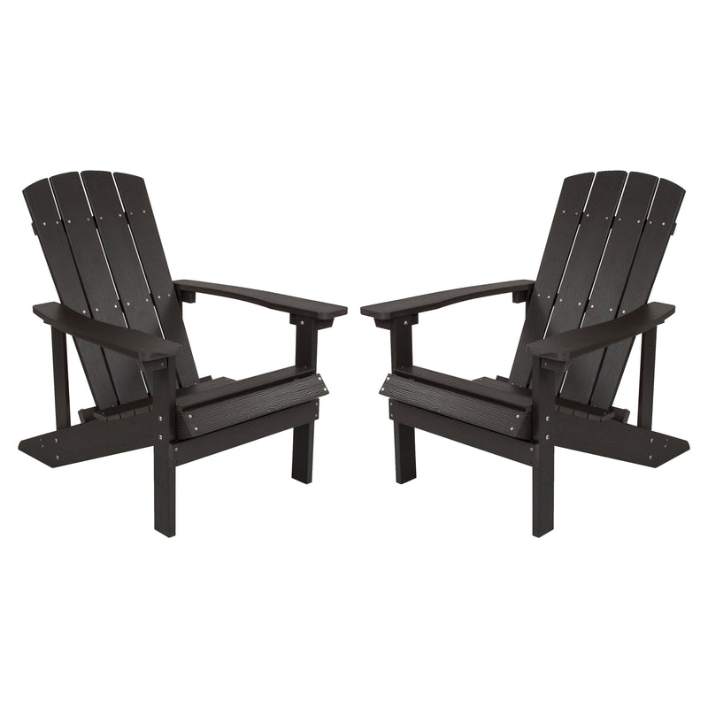 Set of 2 Riviera Adirondack Patio Chairs With Vertical Lattice Back And Weather Resistant Frame