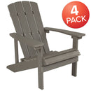 Set of 4 Riviera All-Weather Poly Resin Wood Adirondack Chairs