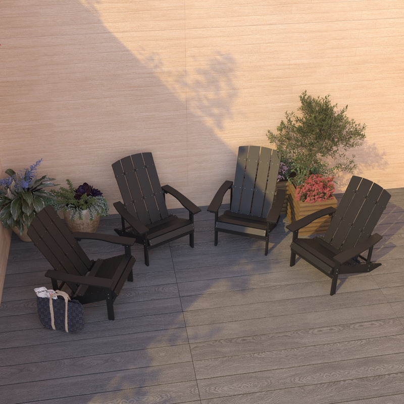 Set of 4 Riviera All-Weather Poly Resin Wood Adirondack Chairs