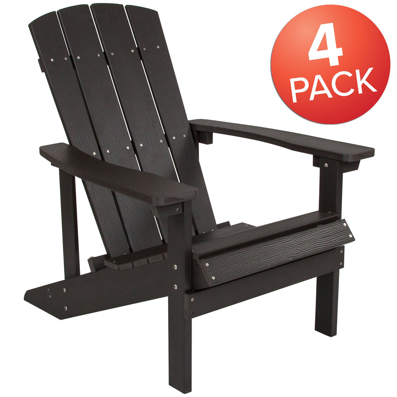 Set of 4 Riviera All-Weather Poly Resin Wood Adirondack Chairs