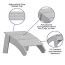 Piedmont Modern All-Weather Poly Resin Wood Adirondack Ottoman Foot Rest