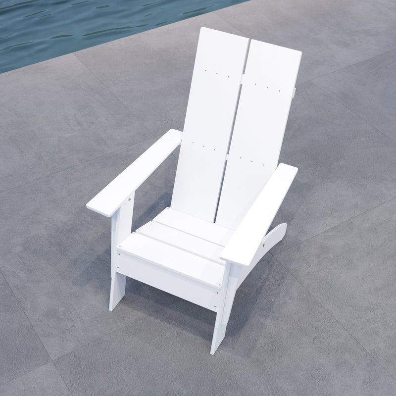 Piedmont Modern 2 Slat Back All-Weather Poly Resin Wood Adirondack Chair