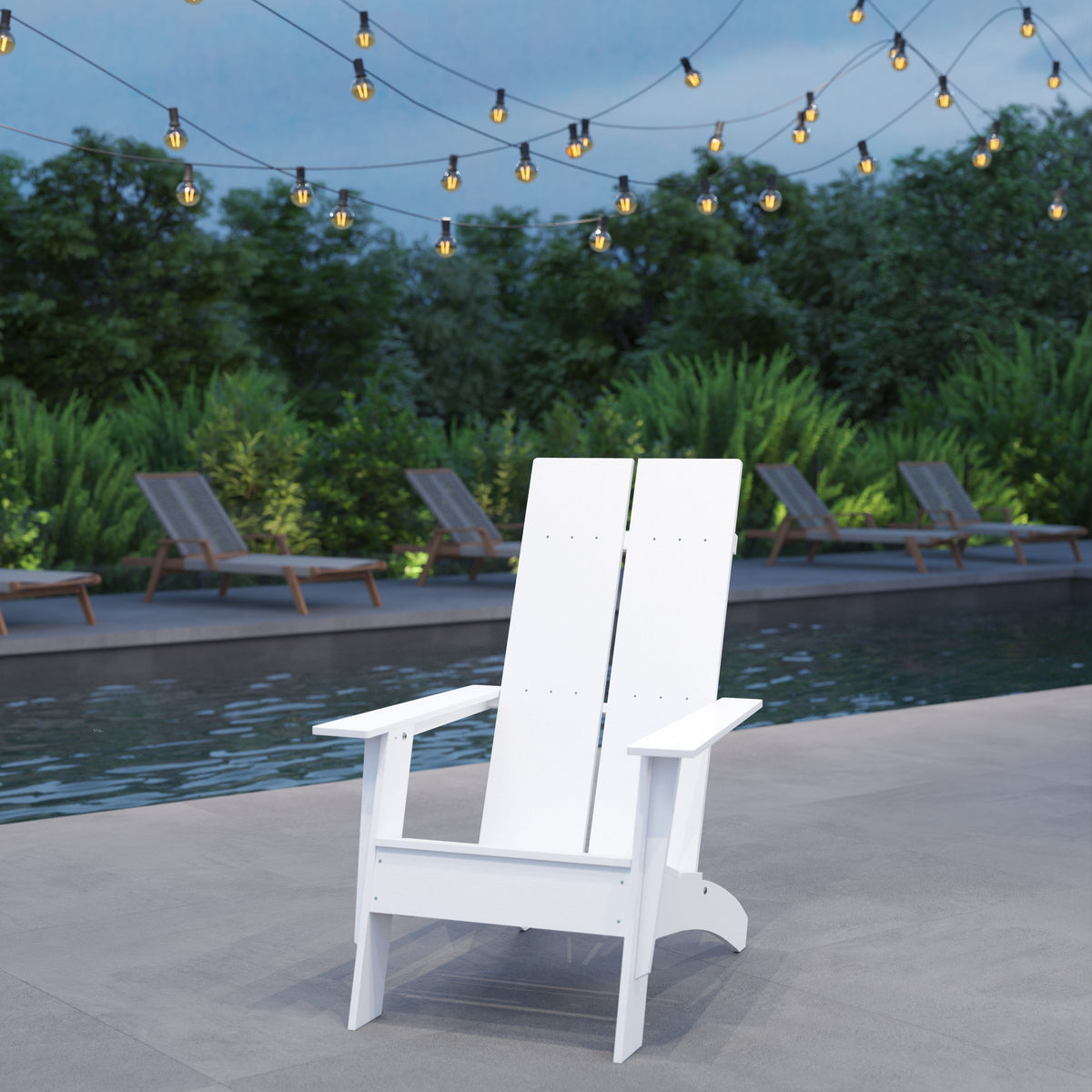 Piedmont Modern 2 Slat Back All-Weather Poly Resin Wood Adirondack Cha