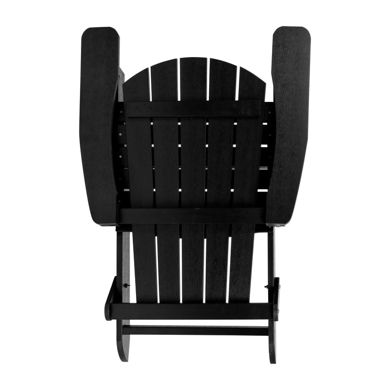 Riviera Poly Resin Folding Adirondack Lounge Chair - All-Weather Indoor/Outdoor Patio Chair