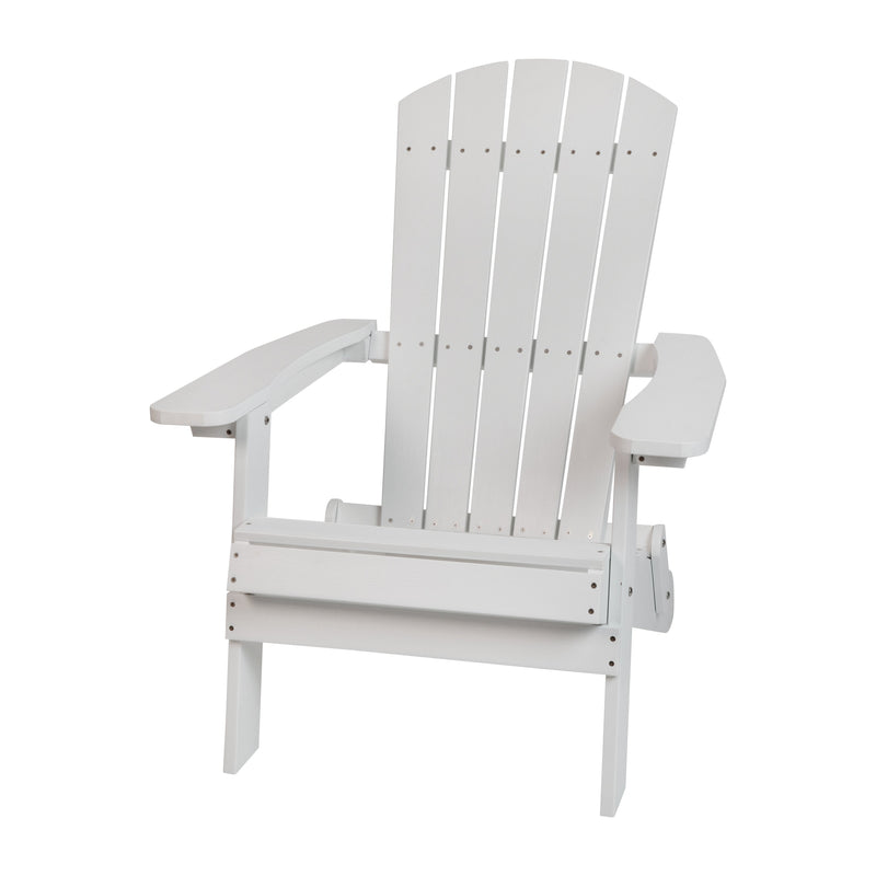 Riviera Poly Resin Folding Adirondack Lounge Chair - All-Weather Indoor/Outdoor Patio Chair