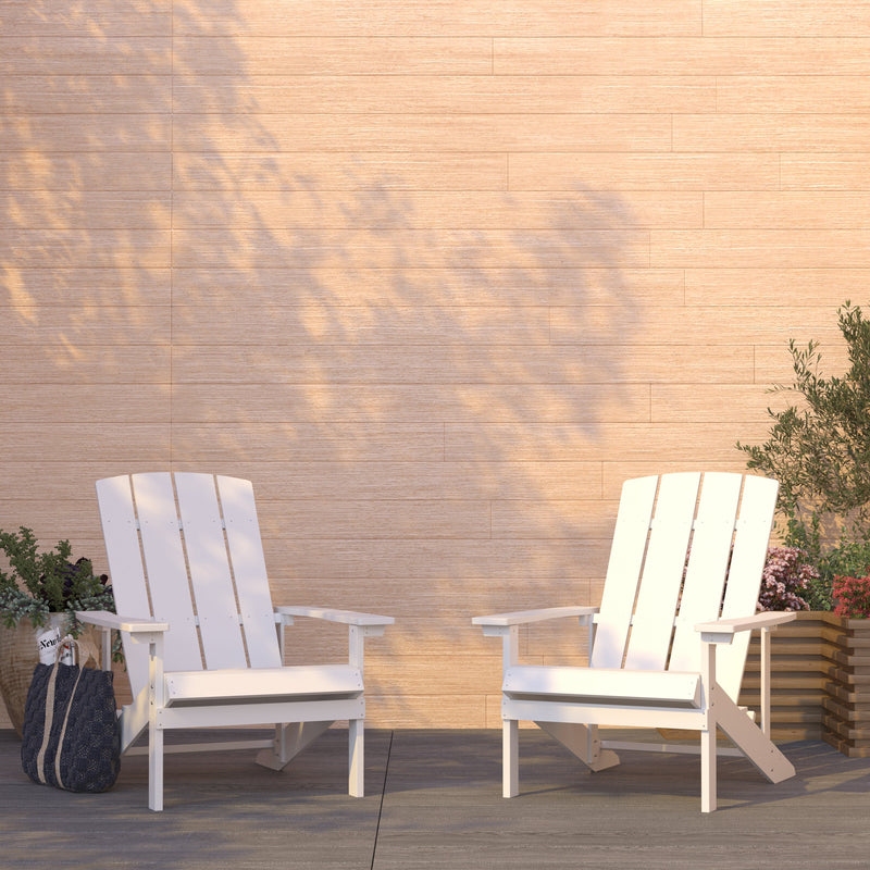 Set of 2 Riviera Adirondack Patio Chairs With Vertical Lattice Back And Weather Resistant Frame