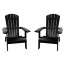 Set of 2 Riviera Poly Resin Folding Adirondack Lounge Chair - All-Weather Indoor/Outdoor Patio Chair