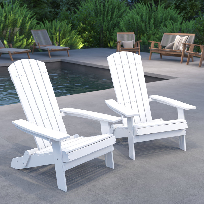 Set of 2 Riviera Poly Resin Folding Adirondack Lounge Chair - All-Weather Indoor/Outdoor Patio Chair