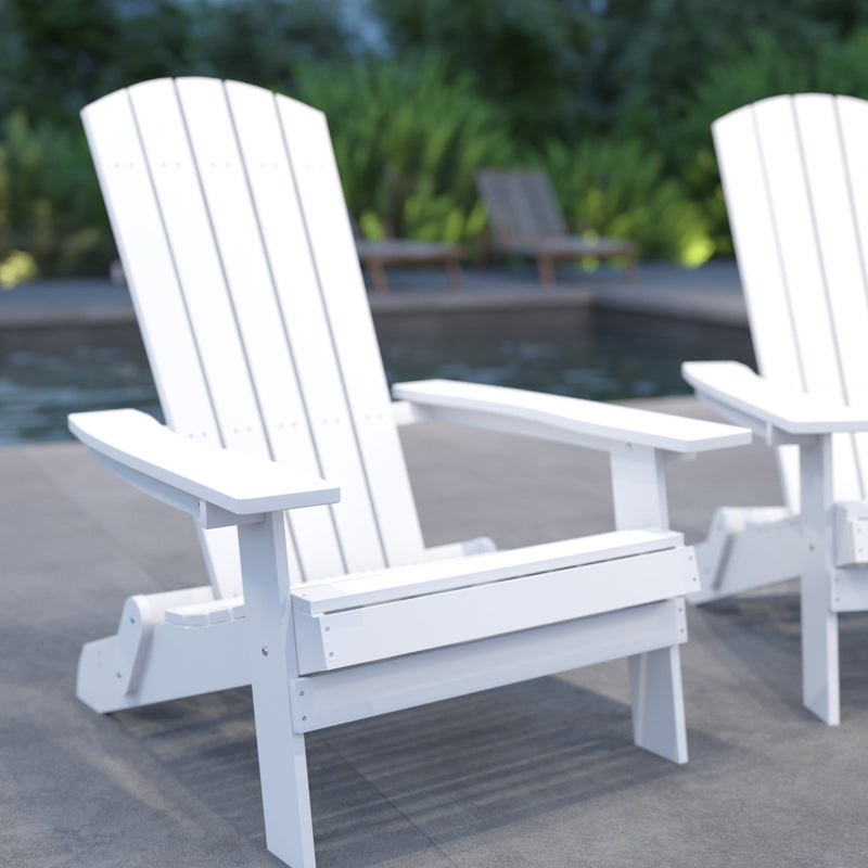 Set of 2 Riviera Poly Resin Folding Adirondack Lounge Chair - All-Weather Indoor/Outdoor Patio Chair