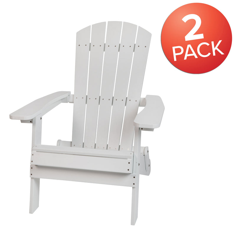 Set of 2 Riviera Poly Resin Folding Adirondack Lounge Chair - All-Weather Indoor/Outdoor Patio Chair