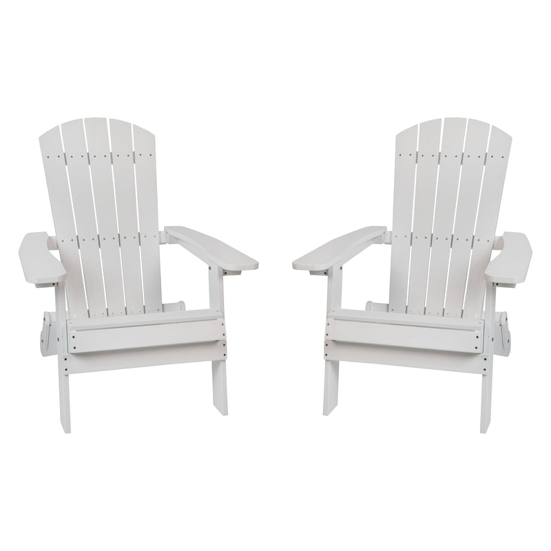 Set of 2 Riviera Poly Resin Folding Adirondack Lounge Chair - All-Weather Indoor/Outdoor Patio Chair