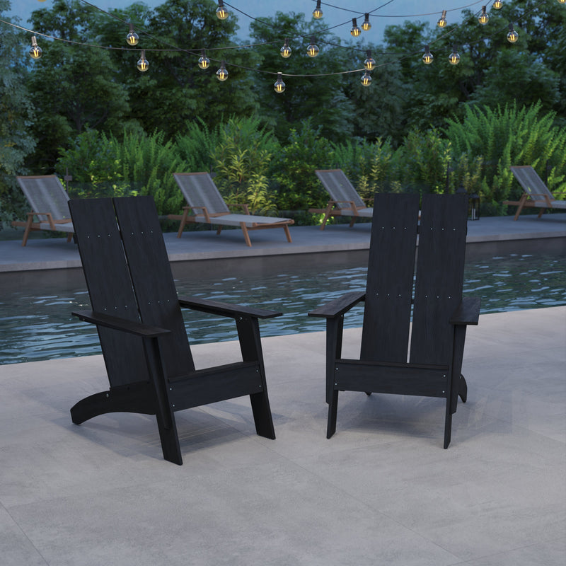 Set of 2 Piedmont Modern All-Weather Poly Resin Wood Adirondack Chairs