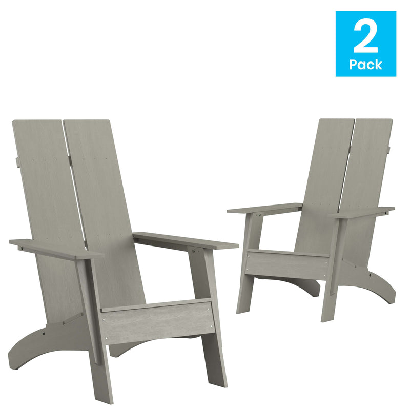 Set of 2 Piedmont Modern All-Weather Poly Resin Wood Adirondack Chairs