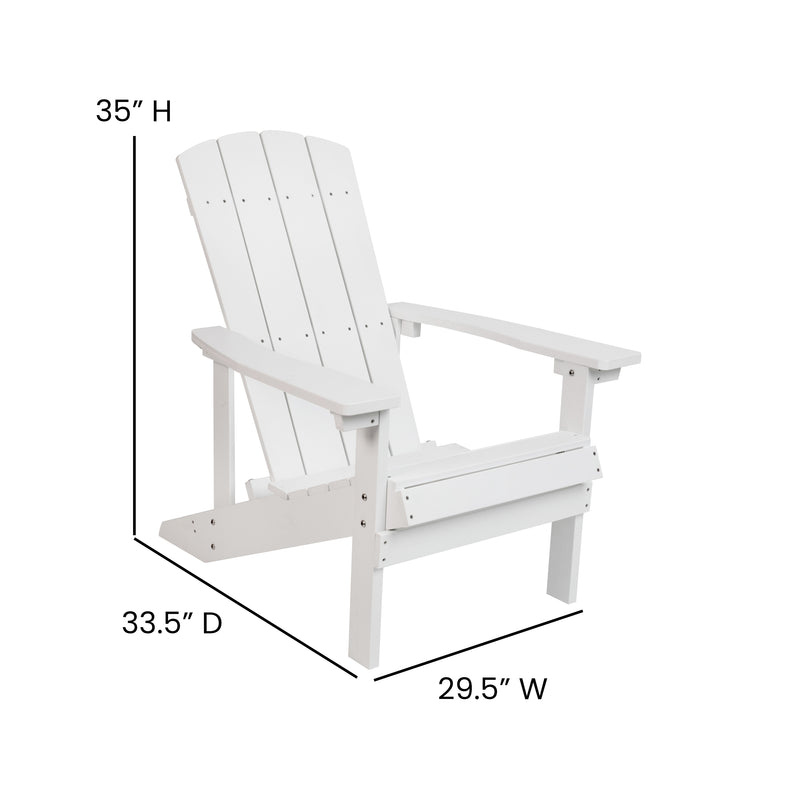 Set of 4 Riviera All-Weather Poly Resin Wood Adirondack Chairs in White