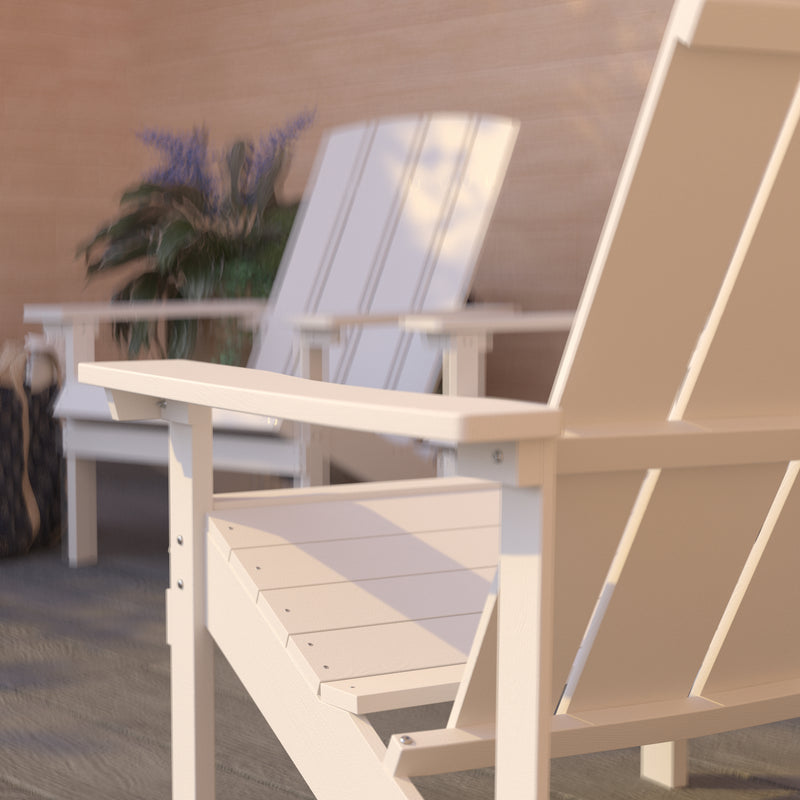 Set of 4 Riviera All-Weather Poly Resin Wood Adirondack Chairs in White