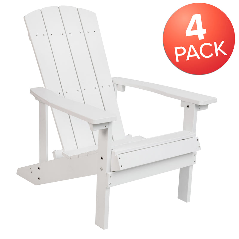 Set of 4 Riviera All-Weather Poly Resin Wood Adirondack Chairs in White