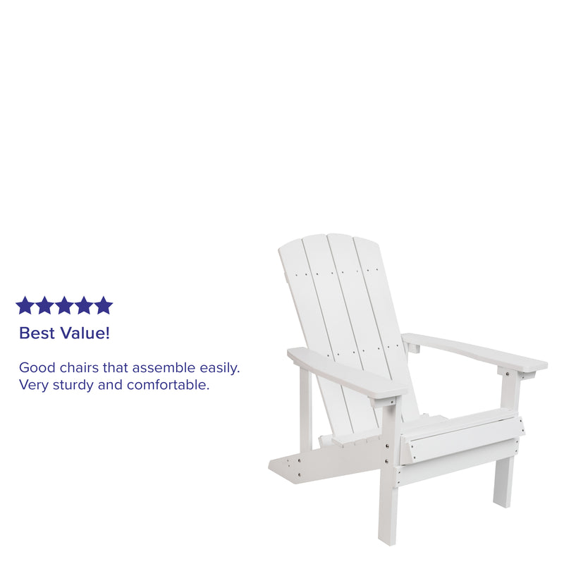 Set of 4 Riviera All-Weather Poly Resin Wood Adirondack Chairs in White