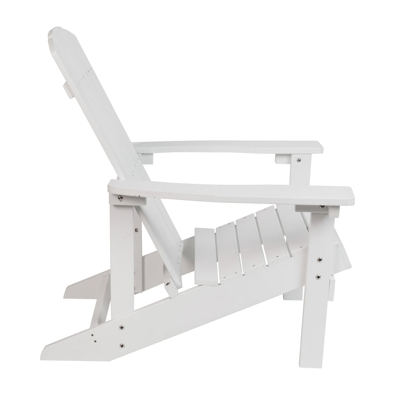 Set of 4 Riviera All-Weather Poly Resin Wood Adirondack Chairs in White