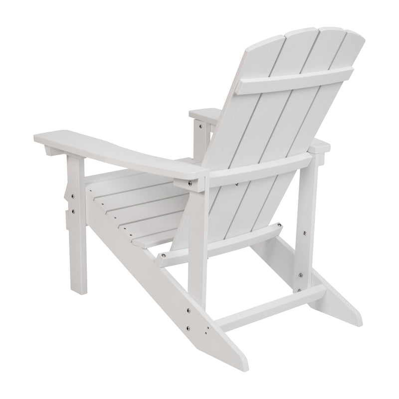 Set of 4 Riviera All-Weather Poly Resin Wood Adirondack Chairs in White