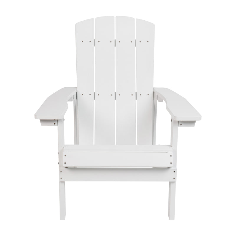 Set of 4 Riviera All-Weather Poly Resin Wood Adirondack Chairs in White