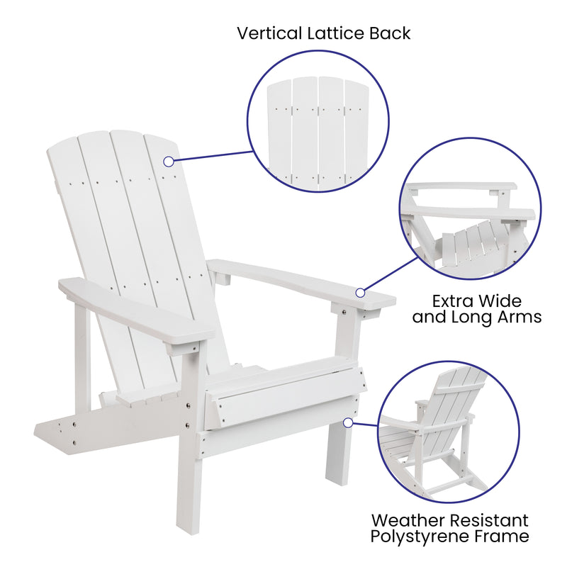 Set of 4 Riviera All-Weather Poly Resin Wood Adirondack Chairs in White