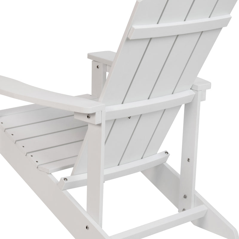 Set of 4 Riviera All-Weather Poly Resin Wood Adirondack Chairs in White