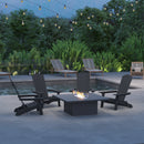 Set of 4 Riviera Poly Resin Folding Adirondack Lounge Chair - All-Weather Indoor/Outdoor Patio Chair