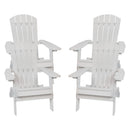 Set of 4 Riviera Poly Resin Folding Adirondack Lounge Chair - All-Weather Indoor/Outdoor Patio Chair