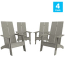 Set of 4 Piedmont Modern All-Weather Poly Resin Wood Adirondack Chairs