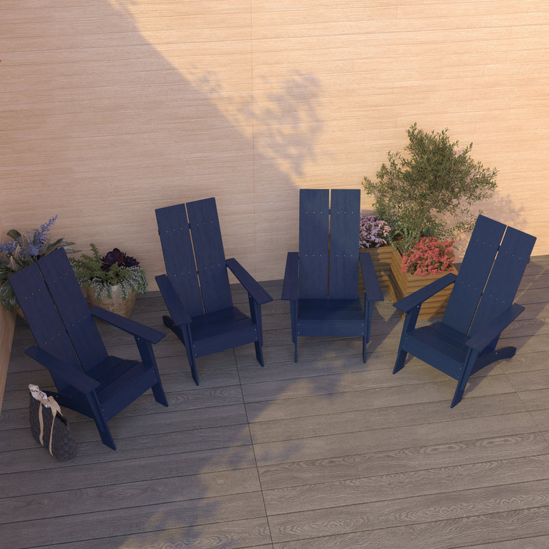 Set of 4 Piedmont Modern All-Weather Poly Resin Wood Adirondack Chairs