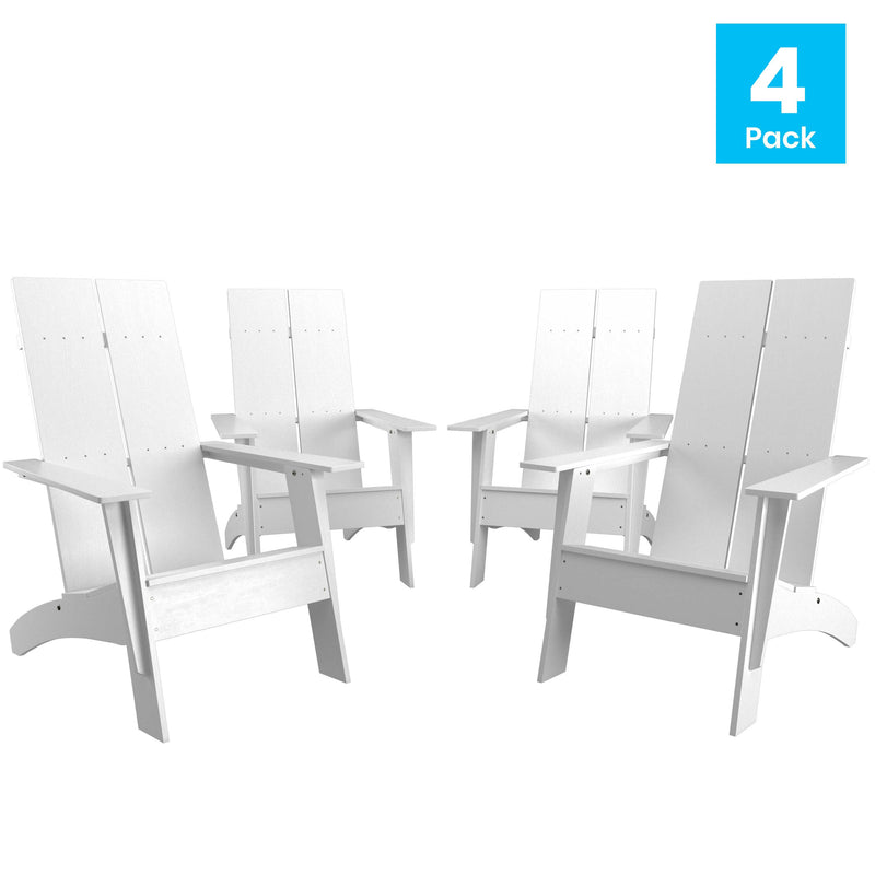 Set of 4 Piedmont Modern All-Weather Poly Resin Wood Adirondack Chairs