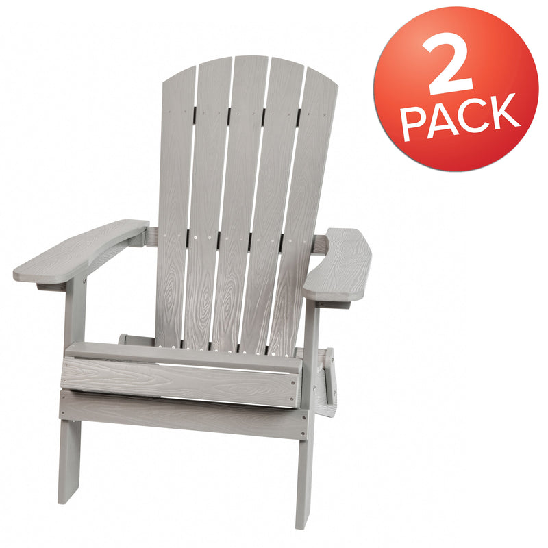 Set of 2 Riviera Poly Resin Folding Adirondack Lounge Chair - All-Weather Indoor/Outdoor Patio Chair