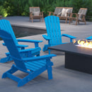 Set of 4 Riviera Poly Resin Folding Adirondack Lounge Chair - All-Weather Indoor/Outdoor Patio Chair