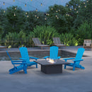 Set of 4 Riviera Poly Resin Folding Adirondack Lounge Chair - All-Weather Indoor/Outdoor Patio Chair