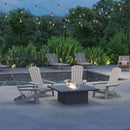 Set of 4 Riviera Poly Resin Folding Adirondack Lounge Chair - All-Weather Indoor/Outdoor Patio Chair