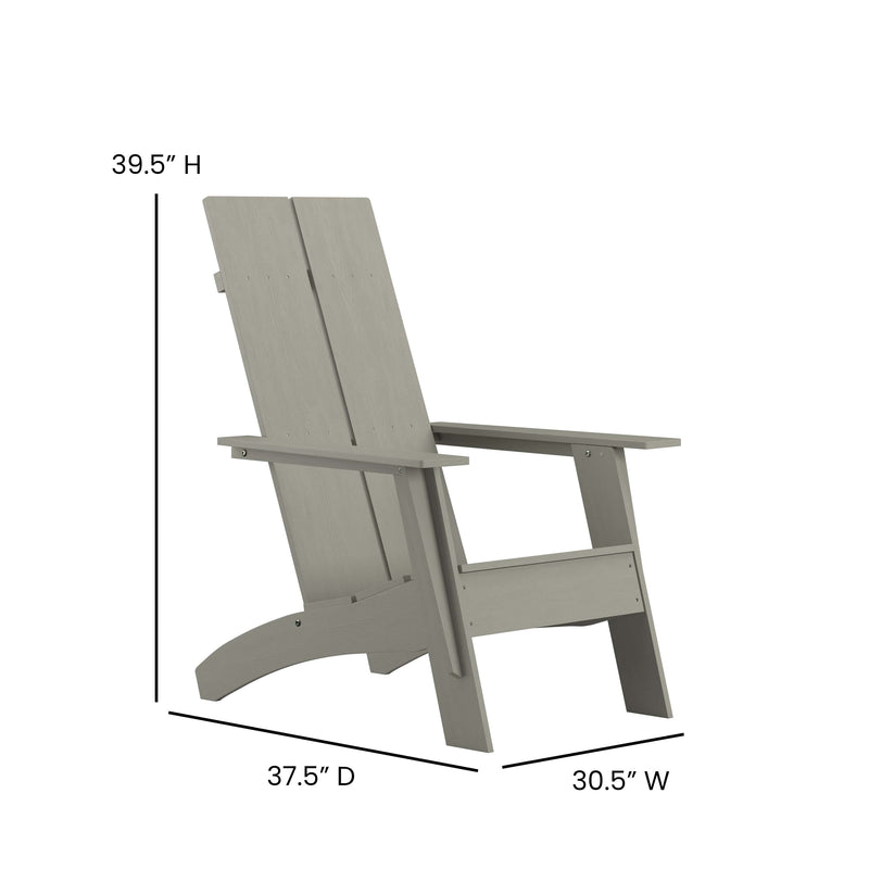 Set of 2 Piedmont Adirondack Slatted Back Patio Chairs With Accompanying Foot Ottomans
