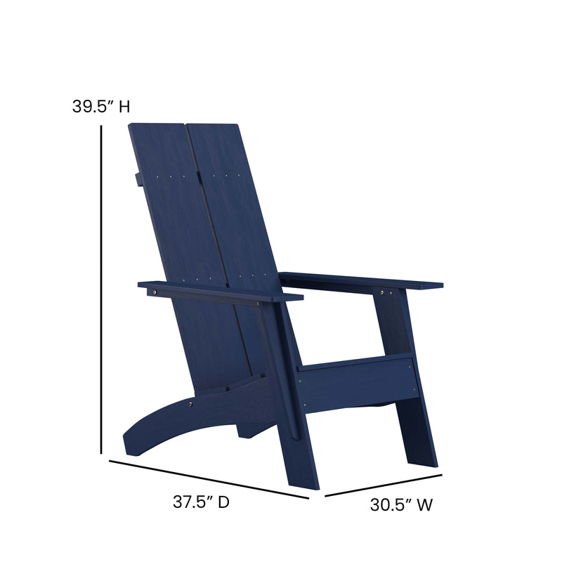 Set of 2 Piedmont Adirondack Slatted Back Patio Chairs With Accompanying Foot Ottomans