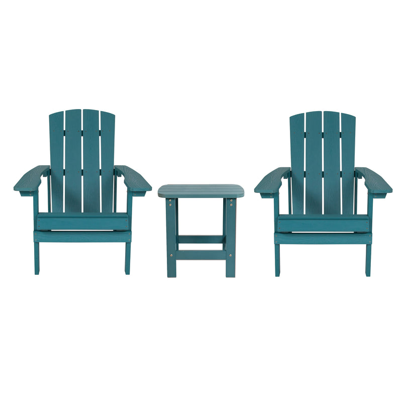 Set Of 2 Riviera All-Weather Adirondack Patio Chairs with Matching Side Table