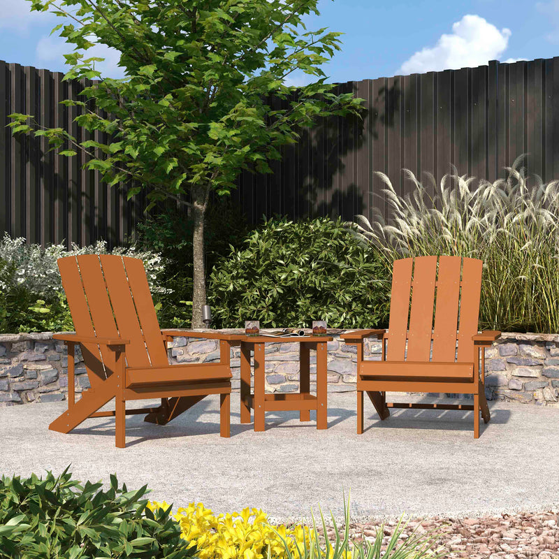 Set Of 2 Riviera All-Weather Adirondack Patio Chairs with Matching Side Table