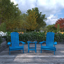 Set Of Two Riviera Folding Adirondack Patio Chairs With Matching Outdoor Side Table