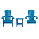Set Of Two Riviera Folding Adirondack Patio Chairs With Matching Outdoor Side Table